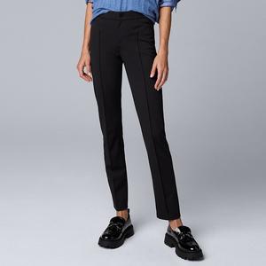 Женские брюки-скинни с защипами Ponte со средней посадкой Simply Vera Vera Wang, черный