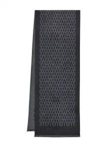 Шелковый шарф с принтом Gancini Ferragamo, серый