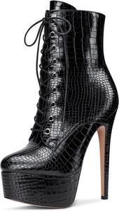 Женские ботильоны Castamere на высоком каблуке с платформой, шнуровкой, молнией, заостренным носком и каблуком-стилетто 6 дюймов, Black Matte