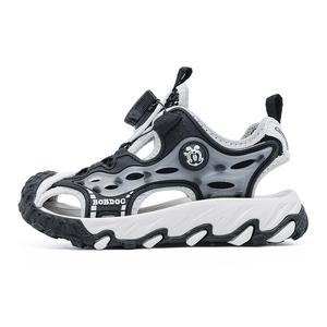 Детские сандалии с низким верхом, нескользящие, износостойкие, дышащие BOBDOG, черный/белый