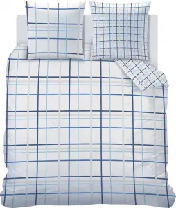 Клетчатое постельное белье, 80x80 + 240x220 см, фланель из 100% хлопка, современный комплект постельного белья Dream Heroes в сине-серую клетку и полоску, идеально подходит в качестве дополнительного постельного белья. TRAUMHELDEN