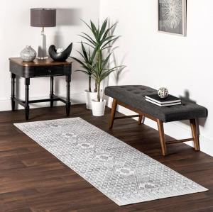 nuLOOM, 77 x 244 см, Ковер с противоскользящей основой, машинная стирка, устойчивость к пятнам, низкий ворс для гостиной, спальни и столовой, Hettie Light Grey