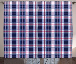 Шторы ABAKUHAUS в клетку, в деревенском стиле, яркая классика, универсальные ленточные шторы для гостиной с петлями и крючками, 280 x 175 см, бордовый, королевский, синий, белый Abakuhaus