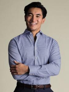 Хлопковая рубашка с длинными рукавами и воротником Charles Tyrwhitt