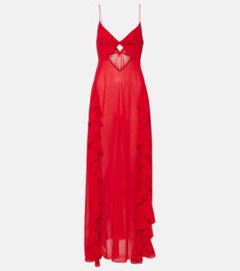 Платье макси Isabel с вырезом и оборками Bananhot, красный