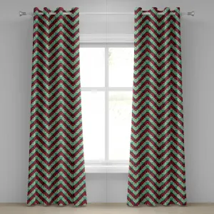 Шторы ABAKUHAUS с геометрическим рисунком в виде круга на люверсах, в стиле поп-арт 1950-х годов, с треугольными полосками, декоративные двухпанельные шторы, 280 см x 175 см, цвет морской волны, каштаново-коричневый.