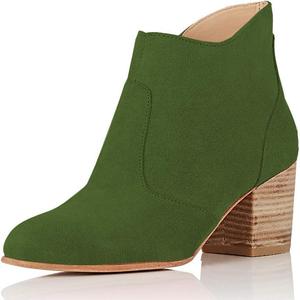 Женские ботильоны YDN с округлым носком, массивным средним каблуком, замшевые с боковой молнией, Green