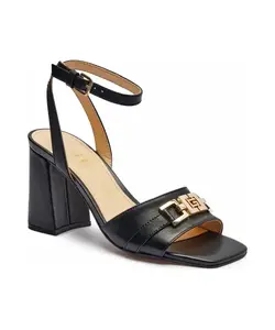 Кожаные сандалии на высоком каблуке Guess, черный