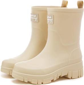 Женские водонепроницаемые сапоги выше голени Nutropa, легкие, комфортные, широкий голенищ, для сада, S600Beige