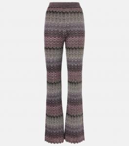 Расклешенные брюки с высокой посадкой и зигзагообразным узором Missoni, цвет multicolor black, silver, rose