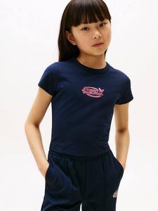 Детская хлопковая футболка slim fit с логотипом бабочки Tommy Hilfiger, Dark Night Navy