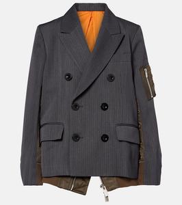 Двубортная куртка с панелями Sacai, GrayxD/Khaki