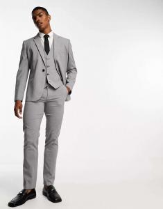 Серые узкие костюмные брюки ASOS