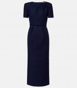 Платье миди из букле с поясом Roland Mouret, темно-синий