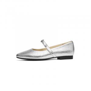 Туфли Мэри Джейн на плоской подошве 1,6 см женские RED DRAGONFLY, Silver