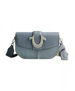 Лицензированная джинсовая сумка-седло с увеличенным логотипом в виде подковы True Religion, синий