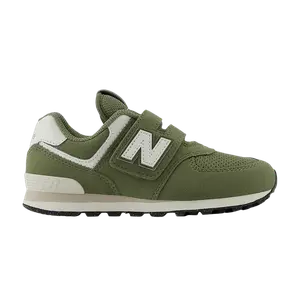Кроссовки New Balance 574 Hook & Loop Little Kid Wide 'Dark Olivine', зеленый