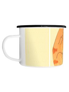 Эмалированная кружка XL в форме кота, говорящего нет на среднем пальце, пастельно-желтого цвета Mr. & Mrs. Panda