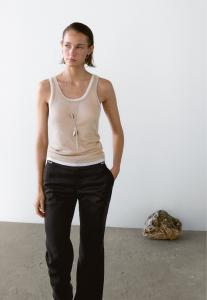 Футболка Massimo Dutti DOUBLE-STRAP WITH ROUND NECK, Beige