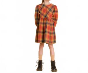 Beet world Платье с длинными рукавами Phoebe в оранжевую зимнюю клетку