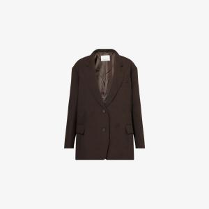 Блейзер The Frankie Shop Bea однобортный из эластичной ткани, темно-коричневый