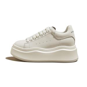 Скользоустойчивые, износостойкие, дышащие, увеличивающие рост низкие кеды для скейтборда SNOWELF женские, белый