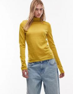 & Other Stories Тонкий шерстяной джемпер с высоким воротником желтого цвета