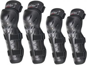 Защитные наколенники и налокотники для мотоцикла Gatuida, 1 комплект. Экипировка для езды по бездорожью и электрическому велосипеду. Дышащая конструкция. Комплексная защита для горного велосипеда., Black