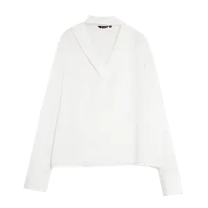 ELLE Блузка женская белая с воротником-лентой