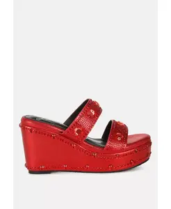 Ики Дики Босоножки-платформы с камнями и стразами London Rag, красный