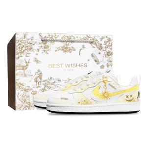 Court Borough устойчивые к истиранию низкие детские скейтбординговые кроссовки Unisex Nike, белый & желтый