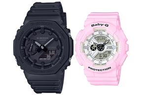 CASIO Часы Unisex Pair Table Series Black Watch, Black Dial+Pink Strap (Matching Pair)