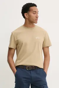 Хлопковая футболка Tommy Jeans, бежевый