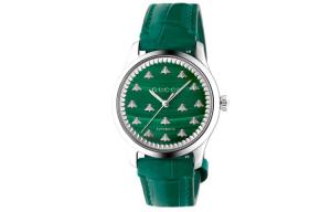 GUCCI Часы G Timeless Collection Wrist Watch Automatic Mechanical Movement Crocodile Leather Strap 38mm Green Dial Unisex