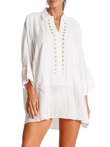 Мини-платье с вышитыми люверсами La Moda Clothing, белый