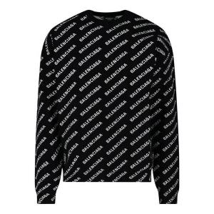 Свитер all over logo crewneck sweater 'black white' Balenciaga, черный