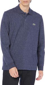 Мужская поло-рубашка с длинными рукавами в рубчик, цвет меланж, L1313 Lacoste, темно-синий