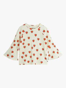 Детский топ с рукавом-трубой в сердечках Mini Rodini, Off White