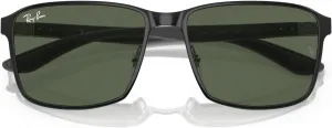 Солнцезащитные очки Ray-Ban унисекс Rb3721 квадратной формы, Black on Silver/Dark Green