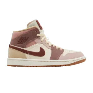 Кроссовки Air Jordan Wmns Air Jordan 1 Mid SE 'Dark Pony Smoky Mauve', желто-коричневый