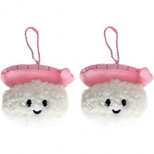 Милый плюшевый кулон в виде суши-колобка с креветкой, высота 7см ROUERXIONG, Two Sweet Shrimp Sushi Rice Balls