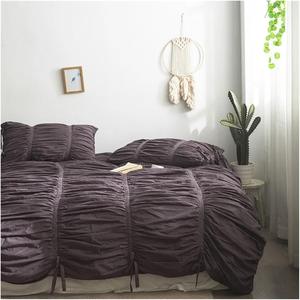 UOIO Комплект постельного белья UOIO белый красный 100% хлопок плиссированный Black