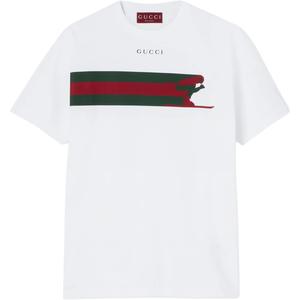 Футболка из хлопкового джерси с принтом GUCCI, белый