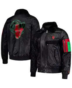 Мужская куртка на молнии из сатина x Ty Mopkins Black Los Angeles Rams Black History Month Starter