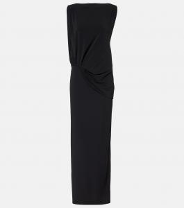 Платье макси из джерси с драпировкой Peplo Jacquemus, черный