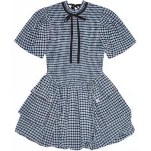 Платье-мини в клетку из пике GANNI, синий