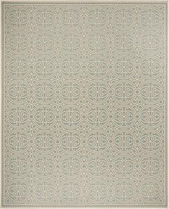 Ковер SAFAVIEH, 275 x 366 см, Linden Collection, Cream & Aqua, геометрический рисунок, без линьки и простой в уходе, для помещений и улицы, моющийся - идеально для патио, заднего двора, прихожей (LND134L)