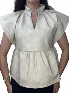 Кожаный топ Daisy песочного цвета Thml, песочный