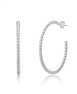 Серьги-Кольца с современной текстурой из бусин, покрытые белым золотом или 14-каратным золотом Rachel Glauber, silver