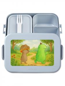 Mr. & Mrs. Panda Коробка для еды с изображением черепахи и мыши, без надписи, пастельно-голубого цвета